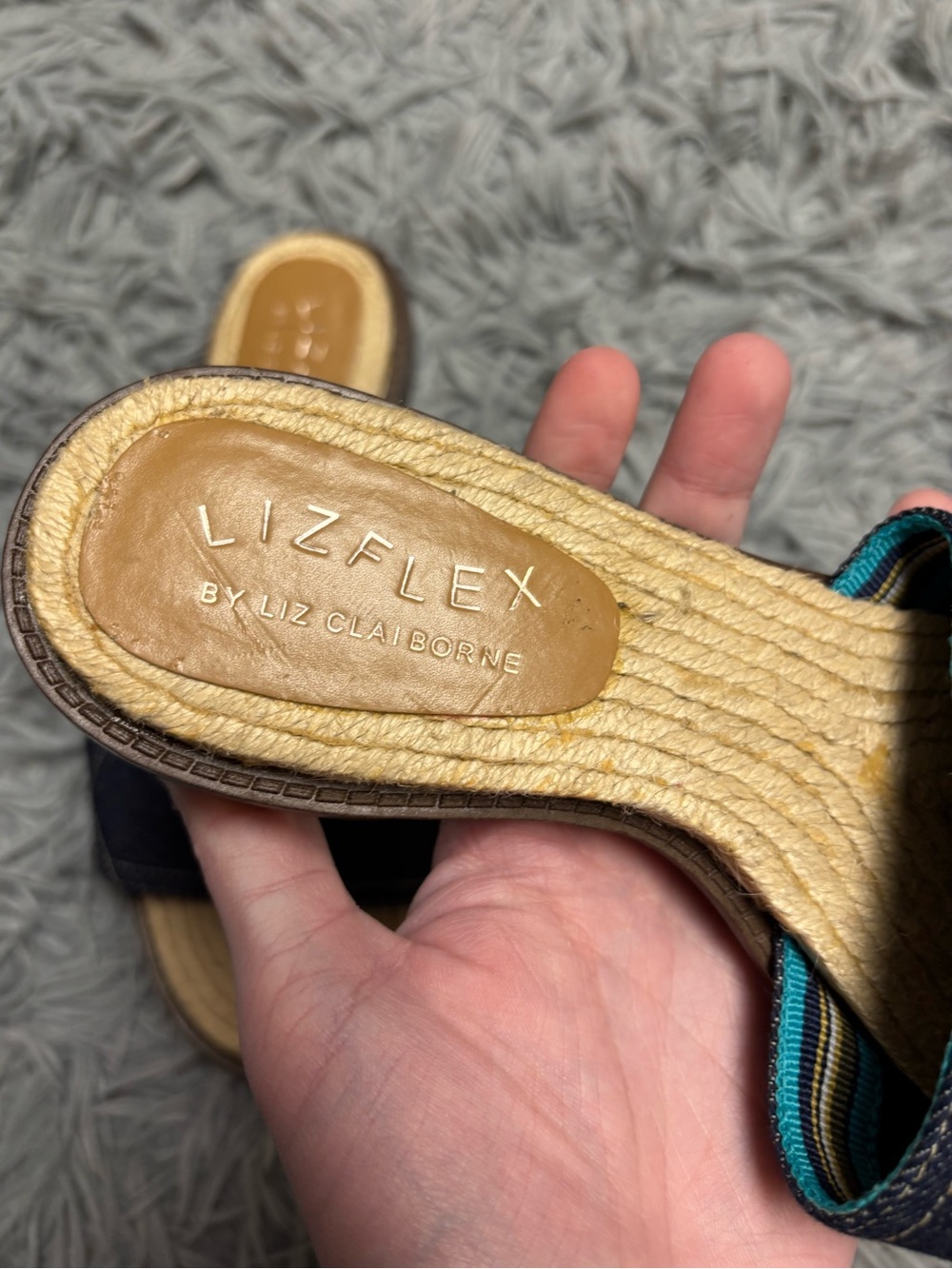 Lizflex by Liz Claiborne “Oceania” Denim Slide Sandals - Picture 14 of 15